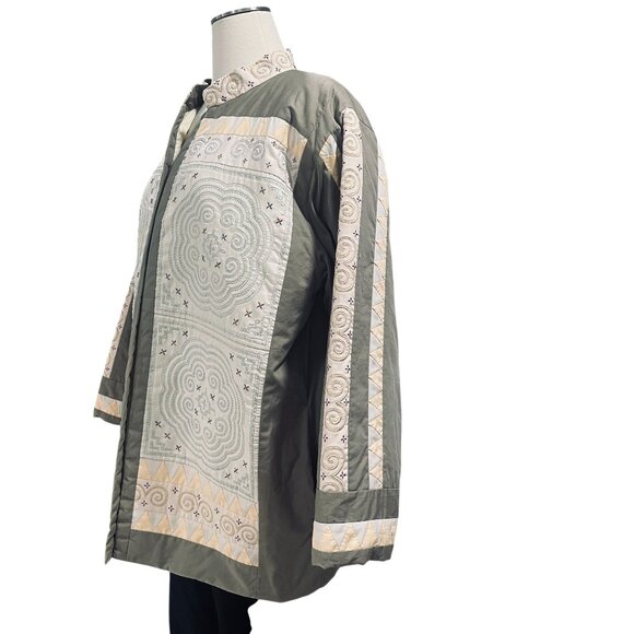 Handmade Embroidered Quilted Jacket Boho Folk Art Vintage Ethnic M L Open Front - Picture 4 of 13
